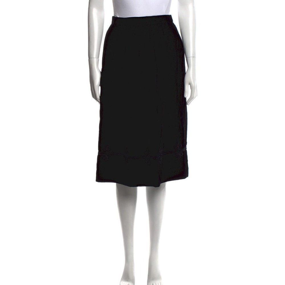 gloria sachs neiman marcus vintage solid black velvet knee length skirt 6 Small